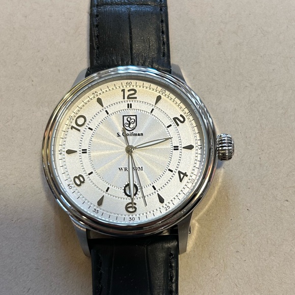 S Coifman Watch With 44mm Ceam Face & Black Leather Band - Picture 1 of 9